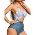 thumbnail image 1 of Women'S  Swimsuits Tummy Control Cutout High Waisted Bathing Suit Wrap Tie Back 1 Piece Swimsuit Stripe Blue XL, 1 of 8
