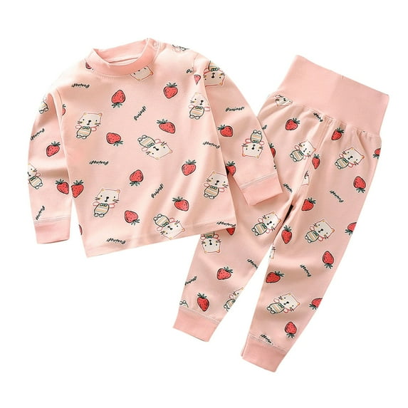 Yievot Toddler Girl Clothes Spring Fall Cartoons Printed Long Sleeves Girls Pajamas Playsuit Playset Baby Boy Outfits 0-8 Years on Clearance