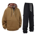 thumbnail image 1 of Yievot Tracksuit for Men Trendy Hoodies Casual Quarter Zip Sweatshirt and Cargo Joggers Sets 2 Piece Activewear Outfits with Pockets, 1 of 8
