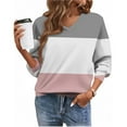 thumbnail image 1 of Yievot V-Neck Sweatshirts for Women Color Block Long Sleeve Loose Fall Tops Casual Pullover Sweatshirt, 1 of 5