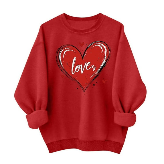 Yievot Valentines Sweatshirt for Women Graphic Print Crew Neck Sweatshirts Casual Holiday Vacation Tees Tops
