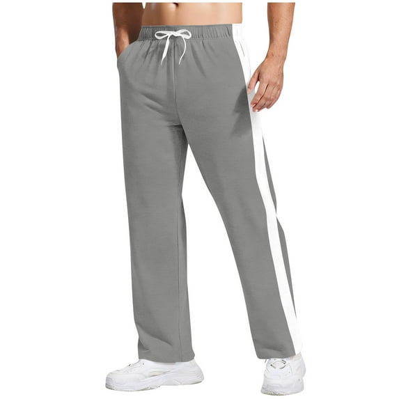 Yievot Wide Leg Sweatpants for Men Casual Drawstring Elastic Waist Sweat Pants Color Block Sports Workout Active Pants with Pockets