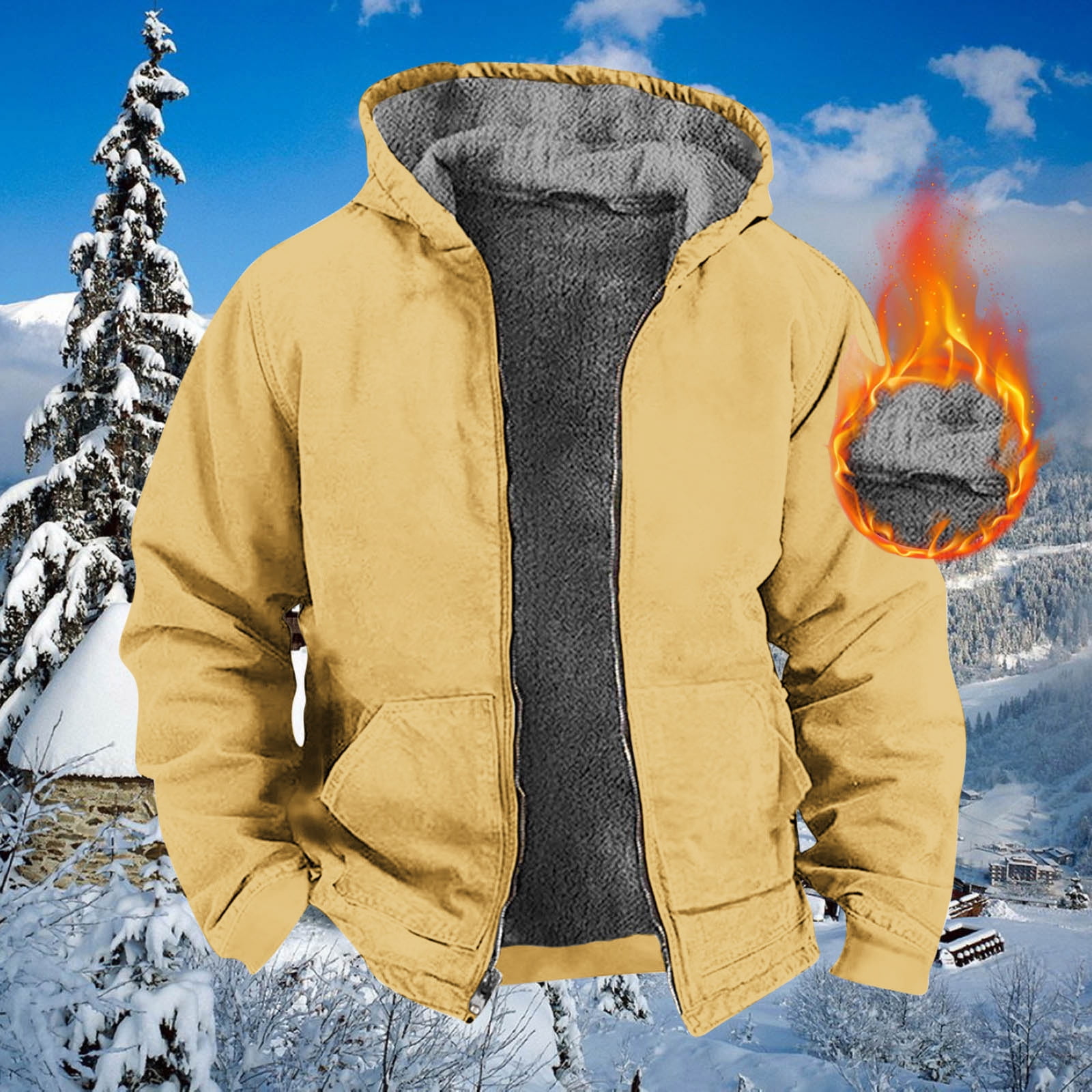 Yievot Winter Men s Oversized Zipper Hooded Winter Coat Long Sleeves Warm Solid Soft Vintage Fashion Men s Jacket with Pockets 2024 Fashion Jackets Clothes for Men On Clearance Walmart
