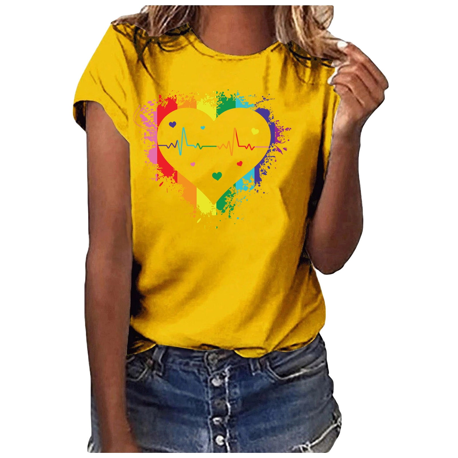 Yievot Women'S Oversized Tshirts Valentine'S Day Heart Printed Fashion ...