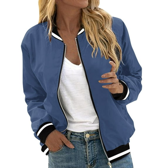 Yievot Women's Bomber Jacket Lightweight Casual Full Zip Long Sleeve Tops Regular Fit Fashion Winter Jackets for Women