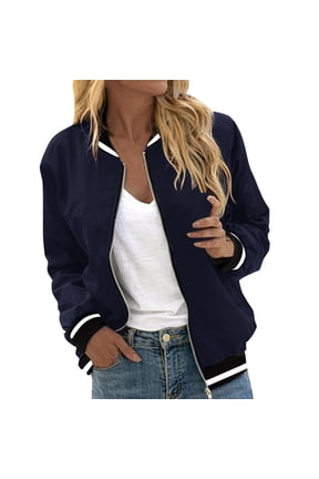 Women's Bomber Jacket Lightweight Casual Full Zip Long Sleeve Tops Regular Fit Fashion Winter Jackets for Women