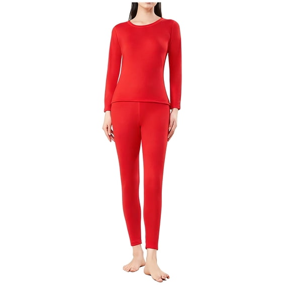 Maplenight Women's Cotton Thermal Underwear Set 2 Piece Pajama Sets Long Sleeve Base Layer Tops and Bottom Warm Winter Outfits