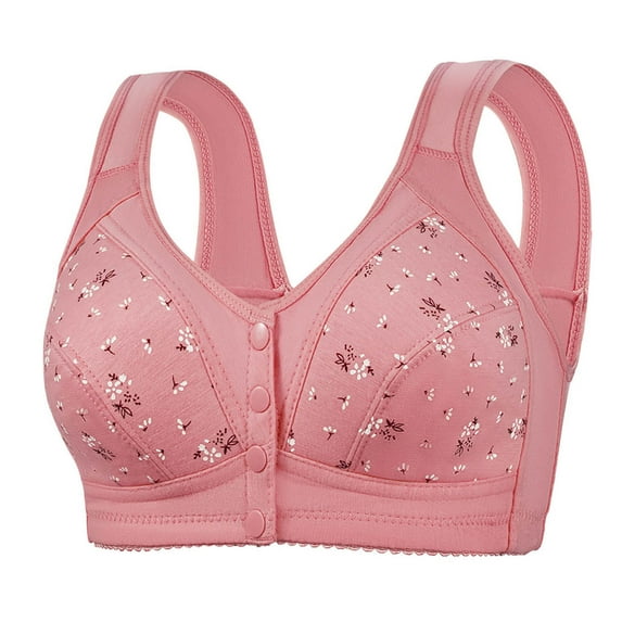 Yievot Women's Front Closure Bras Full-coverage Bra Senior Comfortable Front-Closing Wirefree Bra for Older Women Push Up Everyday Bras