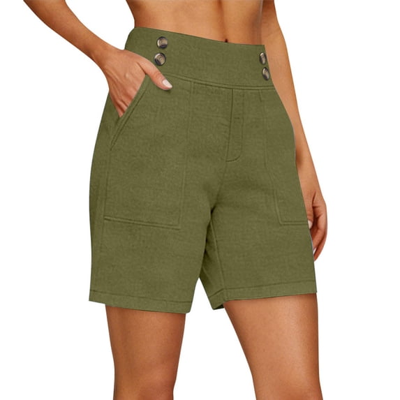 Yievot Women's High Waist Shorts 5 Inch Inseam Relaxed Fit Summer Daily Wear Casual Shorts with Pockets
