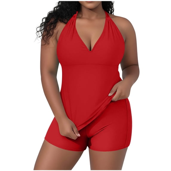 Yievot Women's Plus Size Swimsuits with Shorts Tummy Control Tankini Two Piece Bathing Suits Vacation Beach Athletic Swimwear