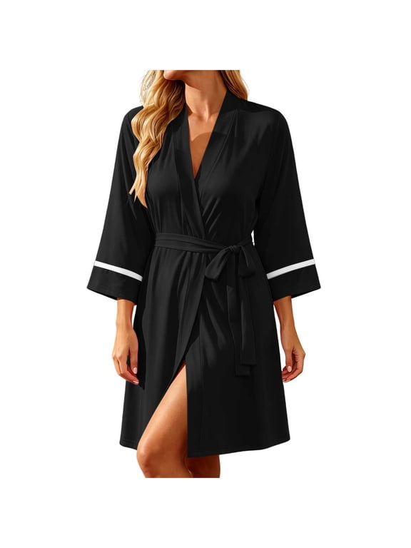 Women's Robes 3/4 Sleeve Quick Dry Bath Robe Short Comfort Lightweight Robes