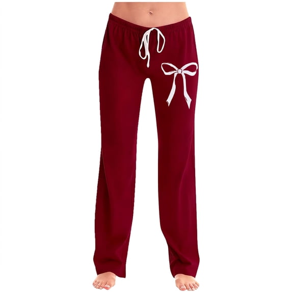 Yievot Women’s Straight Leg Sweatpants Casual Graphic Print Drawstring Elastic Waistband Lounge Pant with Pockets