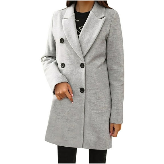 Yievot Women's Trench Coat Business Casual Notched Collar Long Coats Fall Winter Outerwear with Pocket