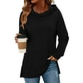 thumbnail image 1 of Yievot Womens Casual Hoodies Long Sleeve Fall Sweatshirts Solid Loose Side Slit Pullover Tops with Pocket, 1 of 8