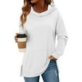 thumbnail image 1 of Yievot Womens Casual Hoodies Long Sleeve Fall Sweatshirts Solid Loose Side Slit Pullover Tops with Pocket, 1 of 8