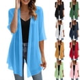 thumbnail image 1 of Yievot Womens Chiffon Open Front Cardigan Half Sleeve Lightweight Breathable Casual Cardigans, 1 of 7