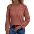 thumbnail image 1 of Yievot Womens Long Sleeve Shirts Ribbed Knit Dressy Casual Tunic Tops Lightweight Sweaters Blouses Fall Clothes, 1 of 7