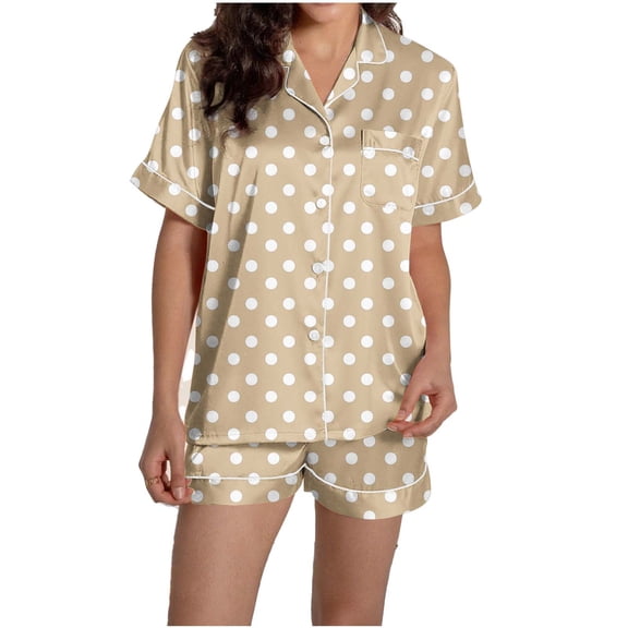 Maplenight Womens Pajama Sets 2 Piece Print Button Down Short Sleeve PJ Set Summer Sleepwear Loungewear
