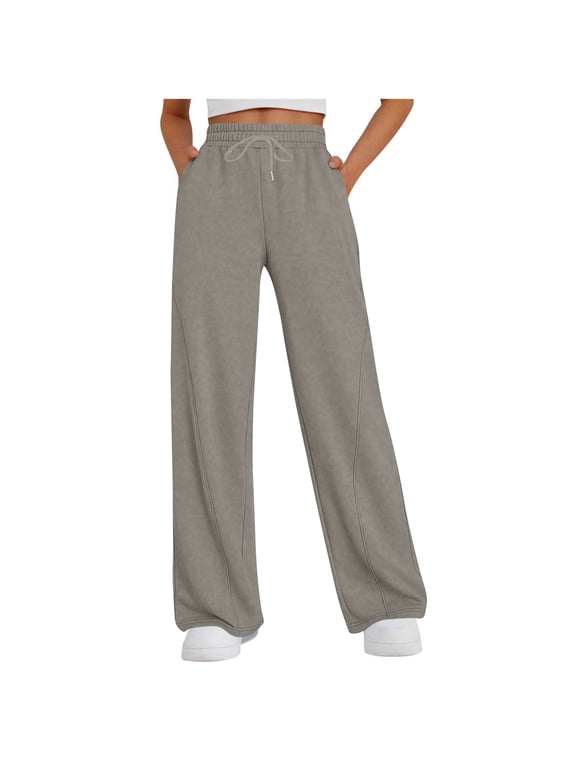Womens Sweatpants Wide Leg Baggy Sweat Pants Drawstring Joggers Pants with Pockets