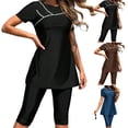 thumbnail image 1 of Yievot Womens Two Piece Swimsuits Flowy Short Sleeve Rash Guard with Boyshorts Sun Protection Surfing Swimwear, 1 of 5