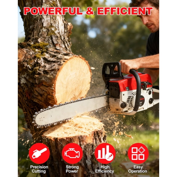 Yifeus 20-Inch 58CC 3.2HP Gas Chainsaw with Auto-Lube Smart Saw for Tree and Wood Cutting