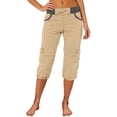 thumbnail image 1 of Yifymode Cargo Capris for Women Casual Capri Pants with Pockets Summer Hiking Pants Outdoor Pull On Cargo Pant,Khaki XL, 1 of 4