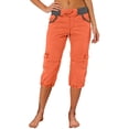thumbnail image 1 of Yifymode Cargo Capris for Women Casual Capri Pants with Pockets Summer Hiking Pants Outdoor Pull On Cargo Pant,Orange L, 1 of 4