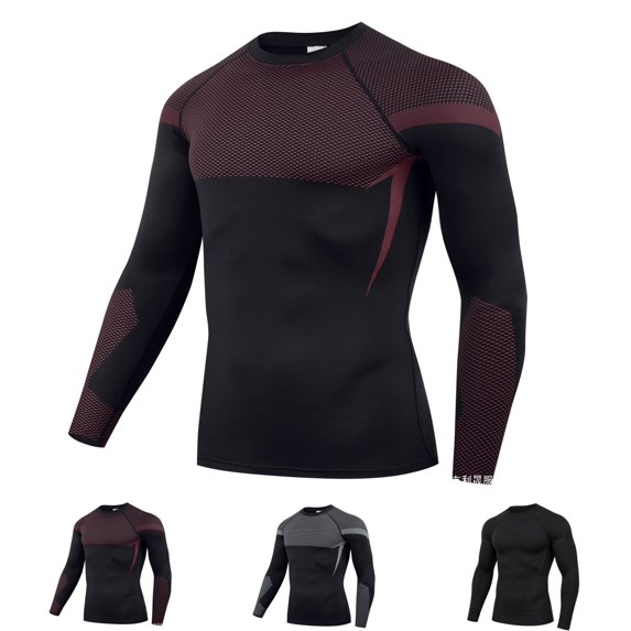 Yifymode Compression Shirts for Men - Long Sleeve Workout Base Layer Athletic Gym Tops Quick Dry Running Undershirts