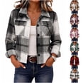 thumbnail image 1 of Yifymode Cropped Jacket Women Fall Outwear Button Down Plaid Trendy Cropped | Plaid Jacket Women, Gingham Shackets Coats Petite, Fashion, 1 of 9