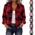 thumbnail image 1 of Yifymode Cropped Jacket Women Fall Outwear Button Down Plaid Trendy Cropped | Plaid Jacket Women, Gingham Shackets Coats Petite, Fashion, 1 of 9