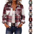 thumbnail image 1 of Yifymode Cropped Jacket Women Fall Outwear Button Down Plaid Trendy Cropped | Plaid Jacket Women, Gingham Shackets Coats Petite, Fashion, 1 of 9