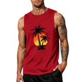 thumbnail image 1 of Yifymode Hawaiian Mens Sleeveless Tank Tops Graphic Palm Tree Casual Shirt Summer Beach Gym Muscle Workout Tops,Red XL, 1 of 4