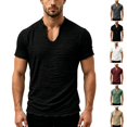 thumbnail image 1 of Yifymode Linen Shirts for Men Short Sleeve V Neck T Shirts Tassel Retro Casual Summer Beach Vacation Tops, 1 of 7