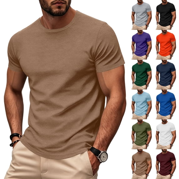 Yifymode Men's Active Quick Dry Crew Neck T Shirts | Athletic Running Gym Workout Short Sleeve Tee Tops, Moisture Wicking Breathable Basic Shirts for Training, Hiking, Sports