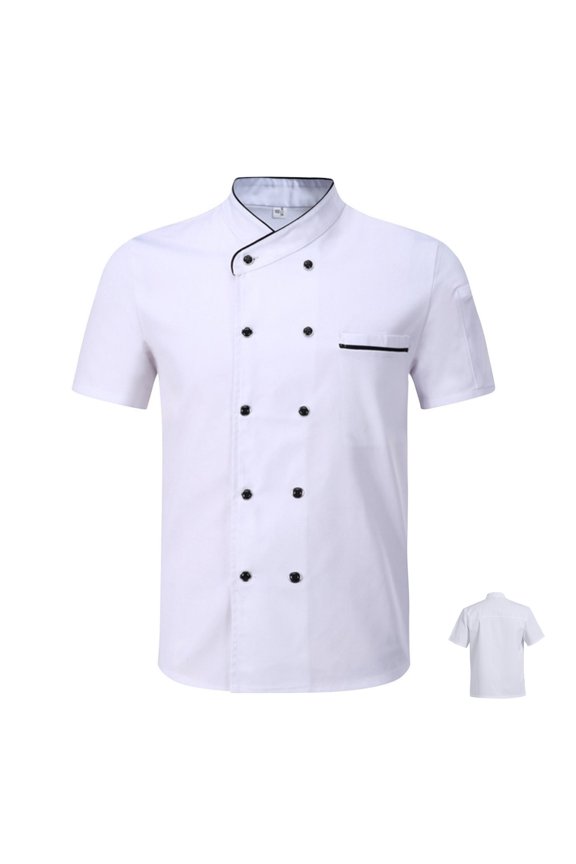 Men's Chef Coat Uniform Short Sleeve Chef Jacket Breathable Chef Uniform for Kitchen, Restaurant, Bakery