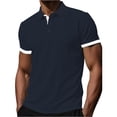 thumbnail image 1 of Yifymode Men's Classic Fit Short Sleeve Polo Shirt, Breathable Textured Fabric with Contrast Trim for Casual Wear Navy XL, 1 of 6