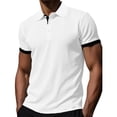 thumbnail image 1 of Yifymode Men's Classic Fit Short Sleeve Polo Shirt, Breathable Textured Fabric with Contrast Trim for Casual Wear White XL, 1 of 5