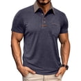 thumbnail image 1 of Yifymode Men's Classic Fit Short Sleeve Polo Shirt, Button-Down Collar Soft Fabric with Chest Pocket Casual Style Navy XL, 1 of 5