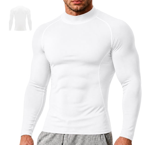 Yifymode Men's Compression Shirts Long Sleeve Mock Turtleneck Undershirts Quick Dry Athletic Workout Running Base Layer