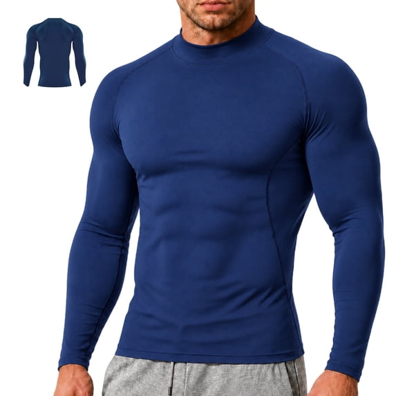 Yifymode Men's Compression Shirts Long Sleeve Mock Turtleneck Undershirts Quick Dry Athletic Workout Running Base Layer