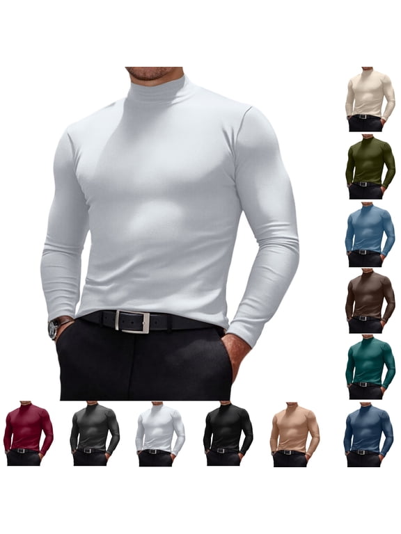Men's Compression Shirts Long Sleeve Mock Turtleneck Undershirts Slimming Athletic Workout Running Base Layer