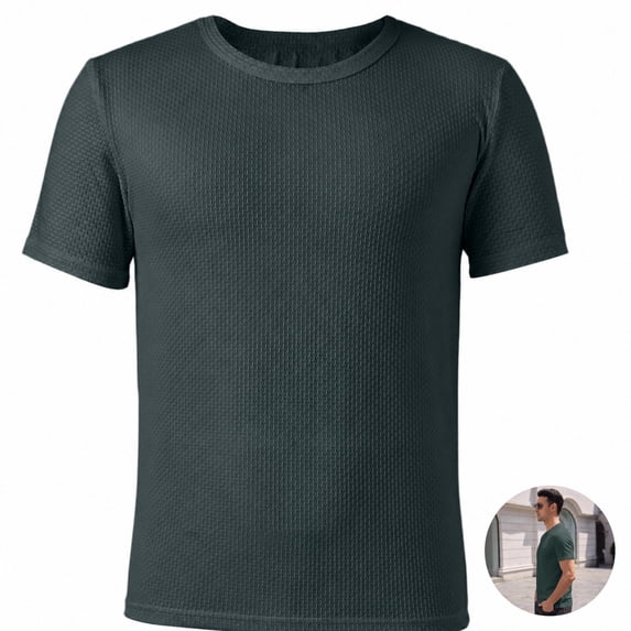 Yifymode Men's Crewneck Short Sleeve T Shirts, Regular Fit Mesh Ice Silk Casual Tops, Quick Dry Breathable Basic Tees for Daily Sports Workout