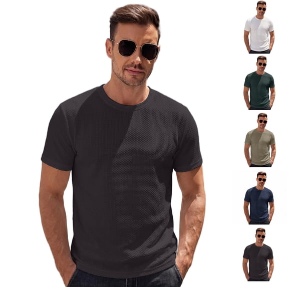 Yifymode Men's Crewneck Short Sleeve T Shirts, Regular Fit Mesh Ice Silk Casual Tops, Quick Dry Breathable Basic Tees for Daily Sports Workout