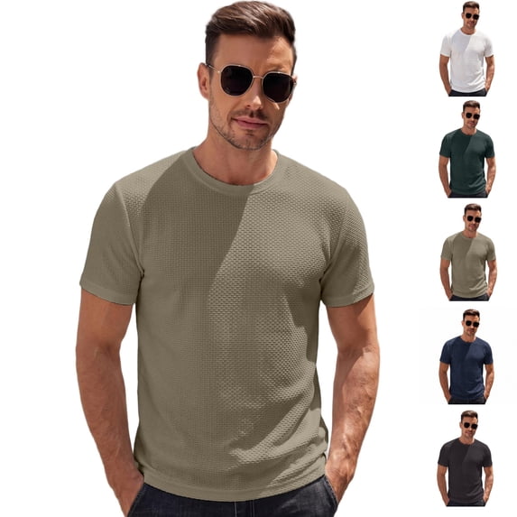 Yifymode Men's Crewneck Short Sleeve T Shirts, Regular Fit Mesh Ice Silk Casual Tops, Quick Dry Breathable Basic Tees for Daily Sports Workout