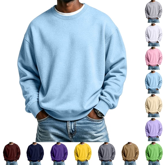 Yifymode Men's Crewneck Sweatshirt Basic Pullover Sweatshirt | Loose Fit, Soft, Drop Shoulder, for Outdoor, Running