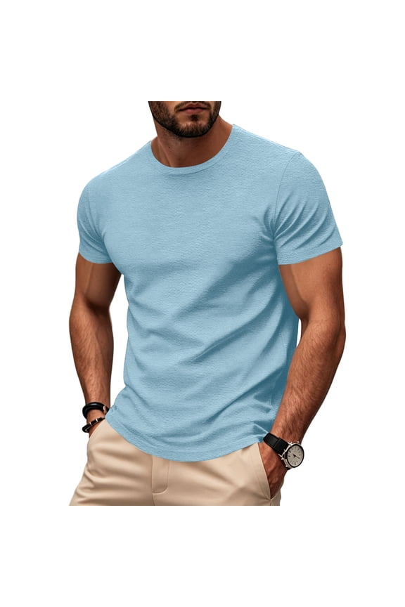 Men's Dry Fit Workout Gym Short Sleeve T Shirt Moisture Wicking Active Athletic Performance Running Shirts,Blue S