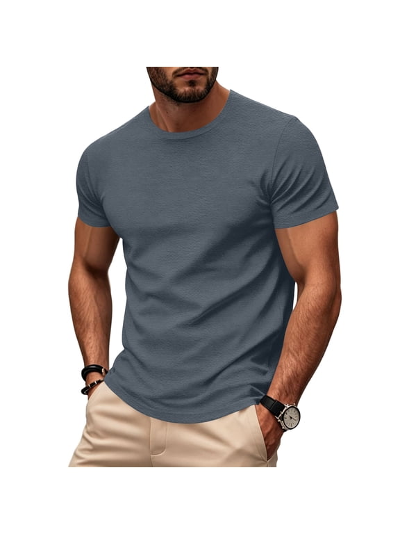 Men's Dry Fit Workout Gym Short Sleeve T Shirt Moisture Wicking Active Athletic Performance Running Shirts,Dark Gray 2XL