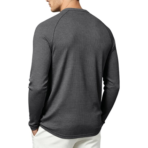 Yifymode Men's Henley Long Sleeve Shirts Button Casual Stylish T-Shirts Basic Solid Color Pullover Shirt,Blue S