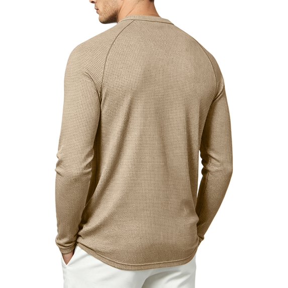 Yifymode Men's Henley Long Sleeve Shirts Button Casual Stylish T-Shirts Basic Solid Color Pullover Shirt,Blue XL