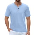 thumbnail image 1 of Yifymode Men’s Henley Shirt Casual Short Sleeve T-Shirt for Summer Beach Vacation,Sky Blue 2XL, 1 of 4